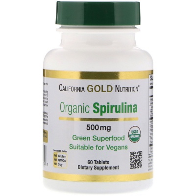 Антиоксидант California Gold Nutrition Spirulina 500 мг 60 таблеток